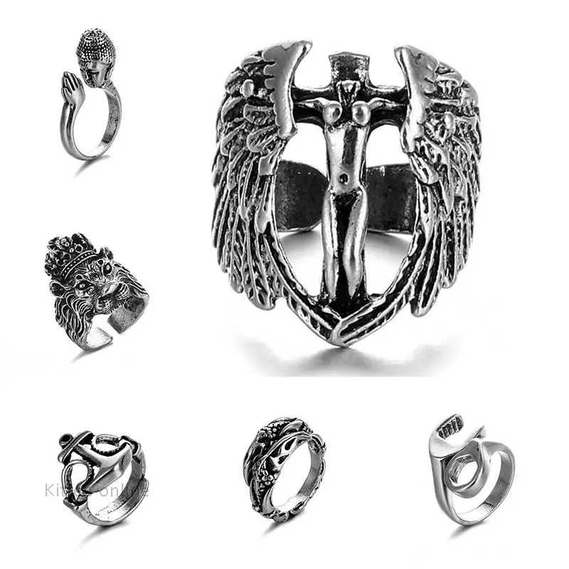 Кольца с черепом для мужчин Лев несколько будд модное индивидуальное