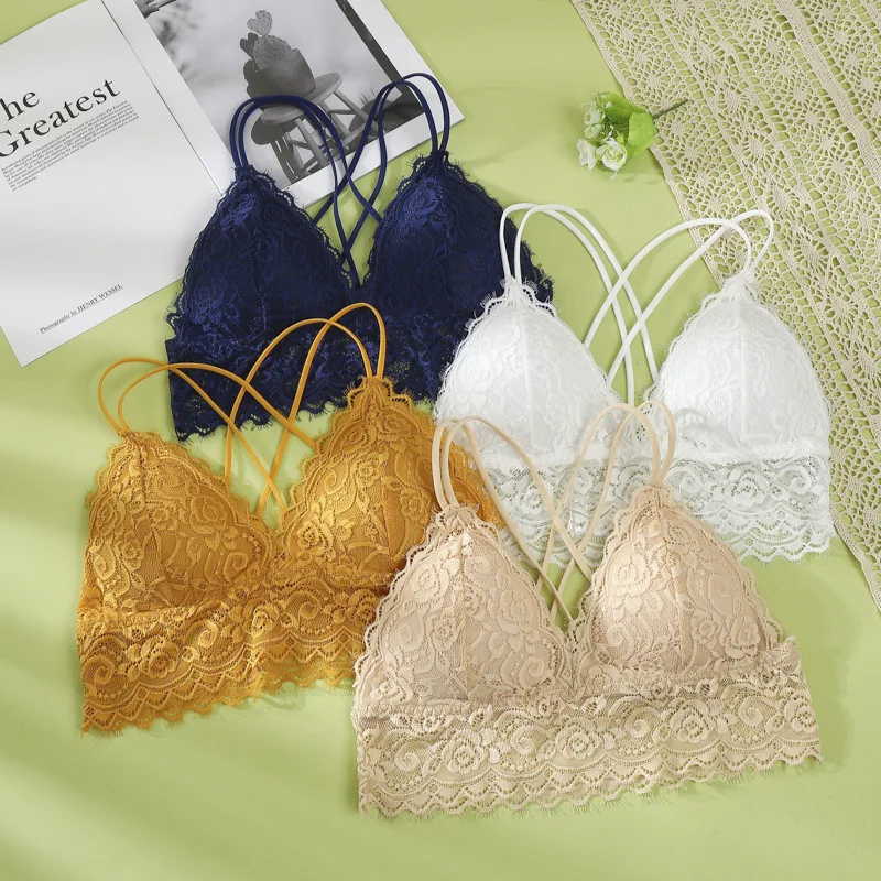 

Linbaiway кружевной бюстгальтер с треугольными чашками и глубоким V-образным вырезом, бюстгальтеры для женщин, сексуальные майки, красивые укор...