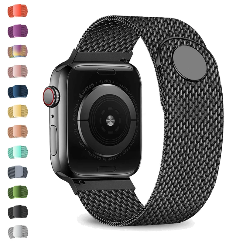 Ремешок для часов, Миланская петля, ремешок для apple watch, ремешок 42 мм, 38 мм, версия apple watch 4 5 44 мм 40 мм, для iwatch, версия 3, 2, 1 нержавеющая сталь магнитный браслет для часов