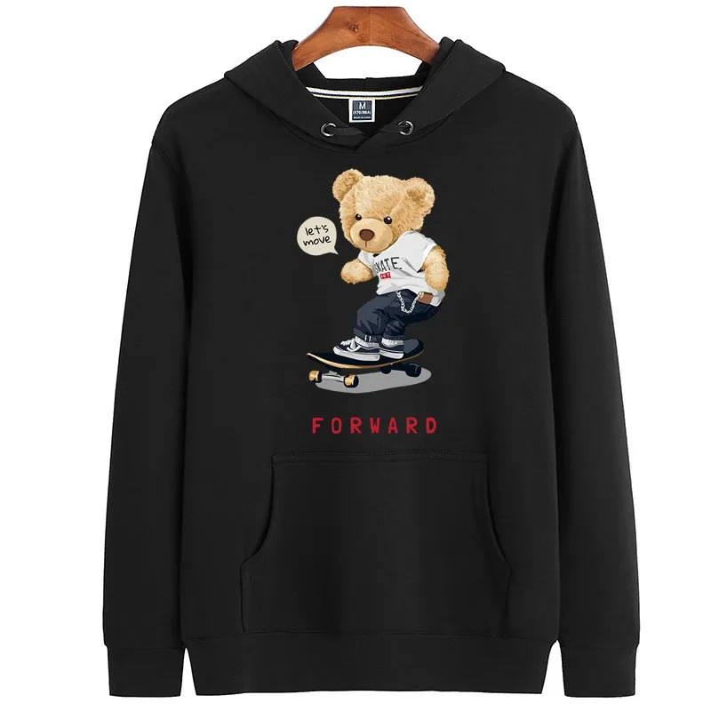 

100% Cotton Plus Velvet Skateboard Bear Sweater Women's Long-sleeved Pullover Winter Hot Ultra-dalian Hoodie Couple Sweater 4XL