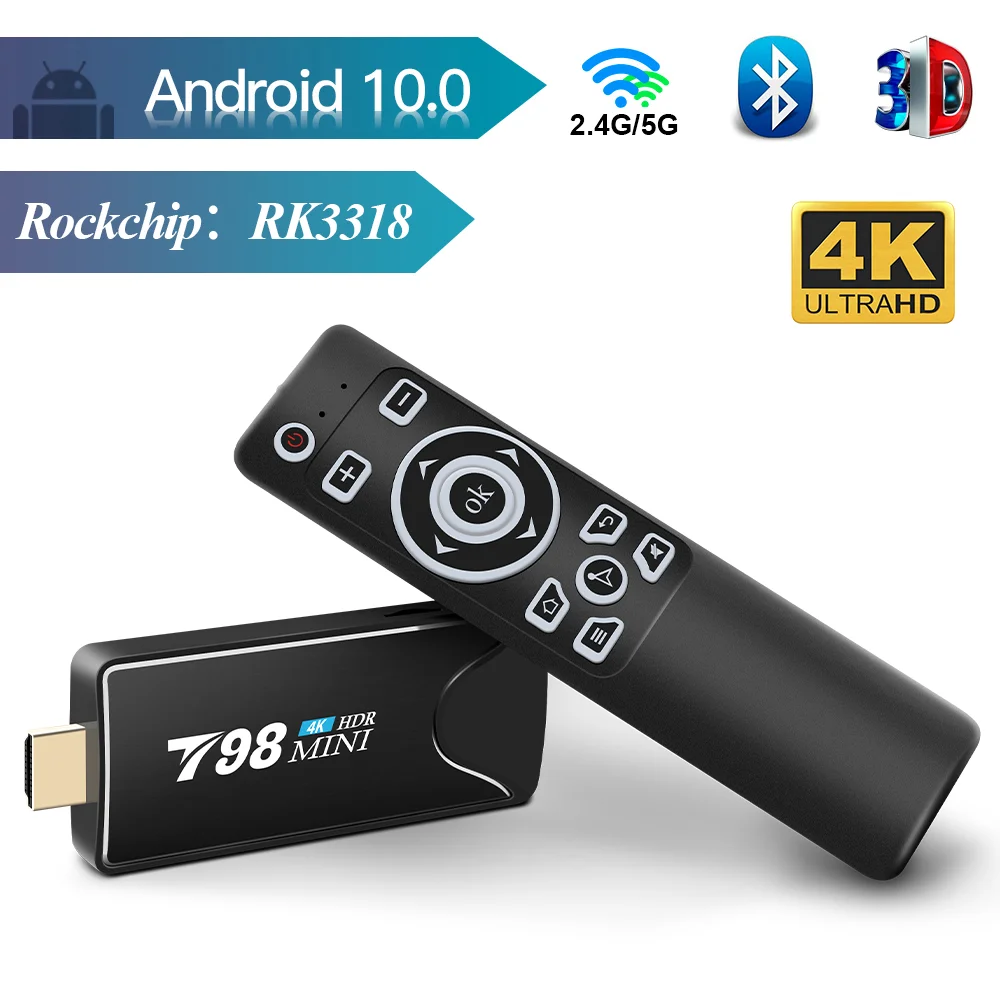 

TV stick TV box Android 10 2GB 16GB 2.4/5G WIFI android TV BOX Bluetooth RK3318 Quad-Core smart tv box play store TV Stick 4k