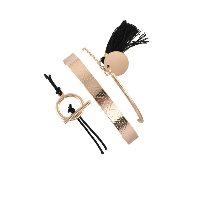 

Simple Temperament Tassel Disc Bangle Bracelet Set Jewelry Accessories 2021