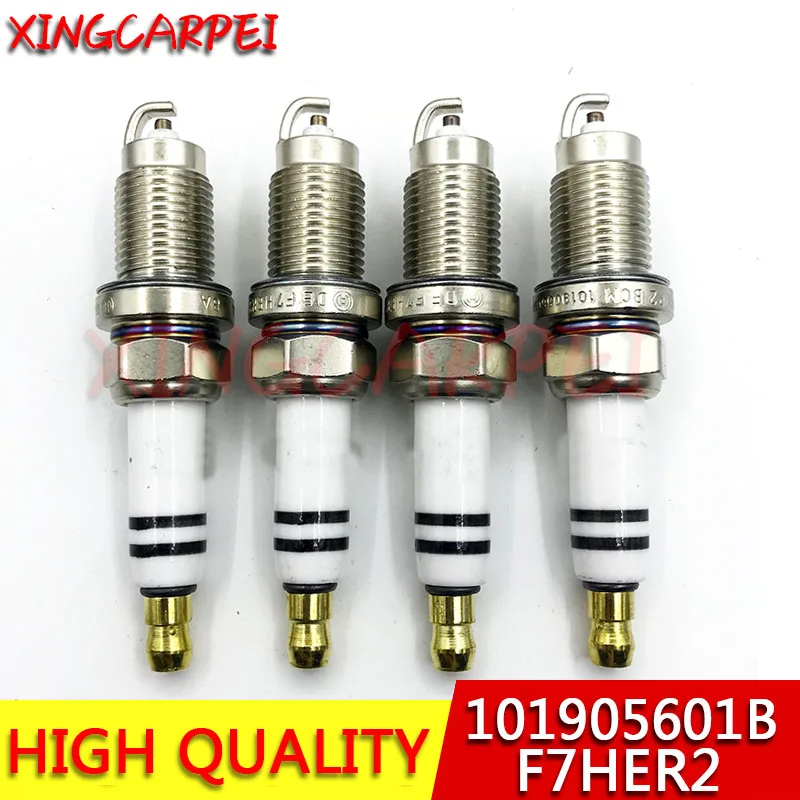 Новая свеча зажигания 101905601B F7HER2 (4 шт.) для Volkswagen Polo Golf Canddy Seat Fabia Skoda Ibiza