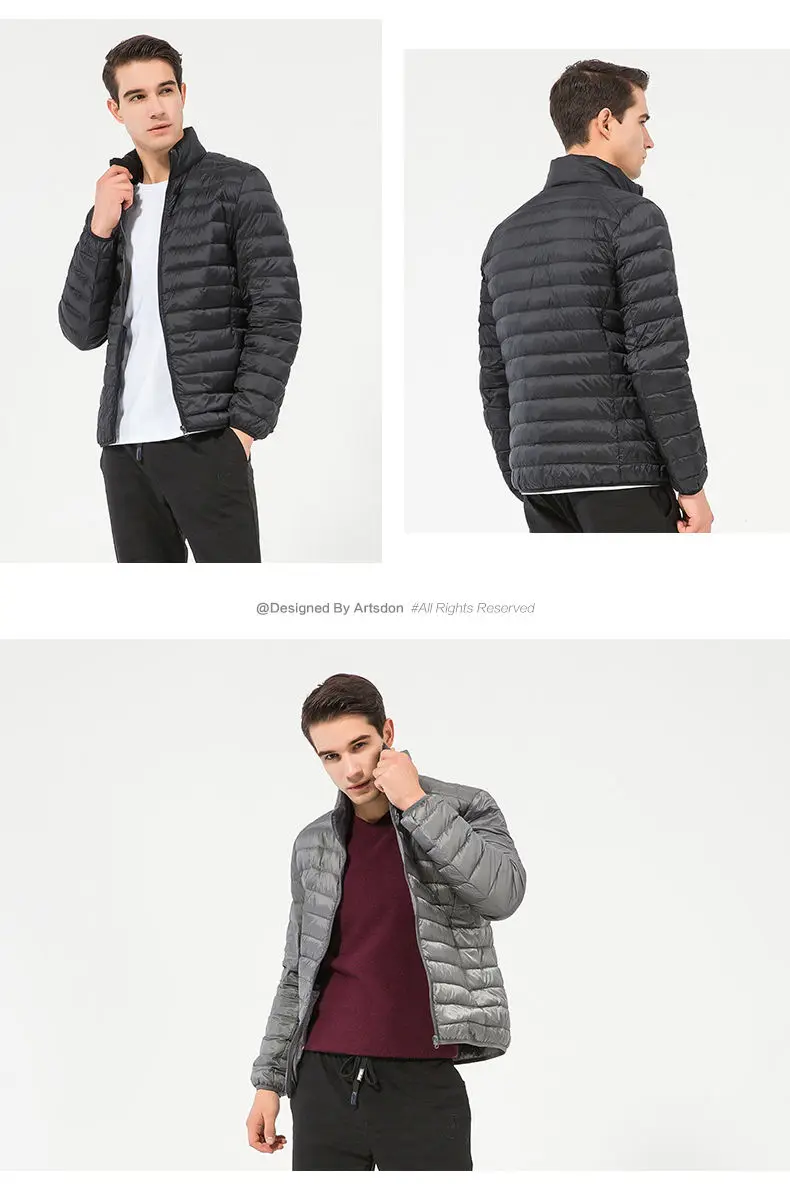 Пуховик на утином пуху тонкий 2019 осенне-зимний мужской пуховик новый легкий