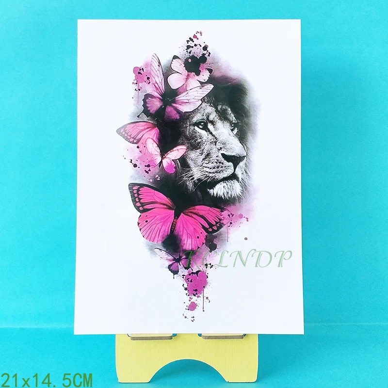 Водонепроницаемая Временная тату-наклейка с тигром бабочкой розой поддельные