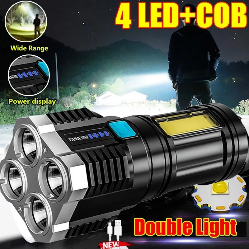

LED Flashlights COB Side Light USB Recharge Outdoor Portable Lamp Super Bright Hard Light Led Long-range Spotlight COB Light