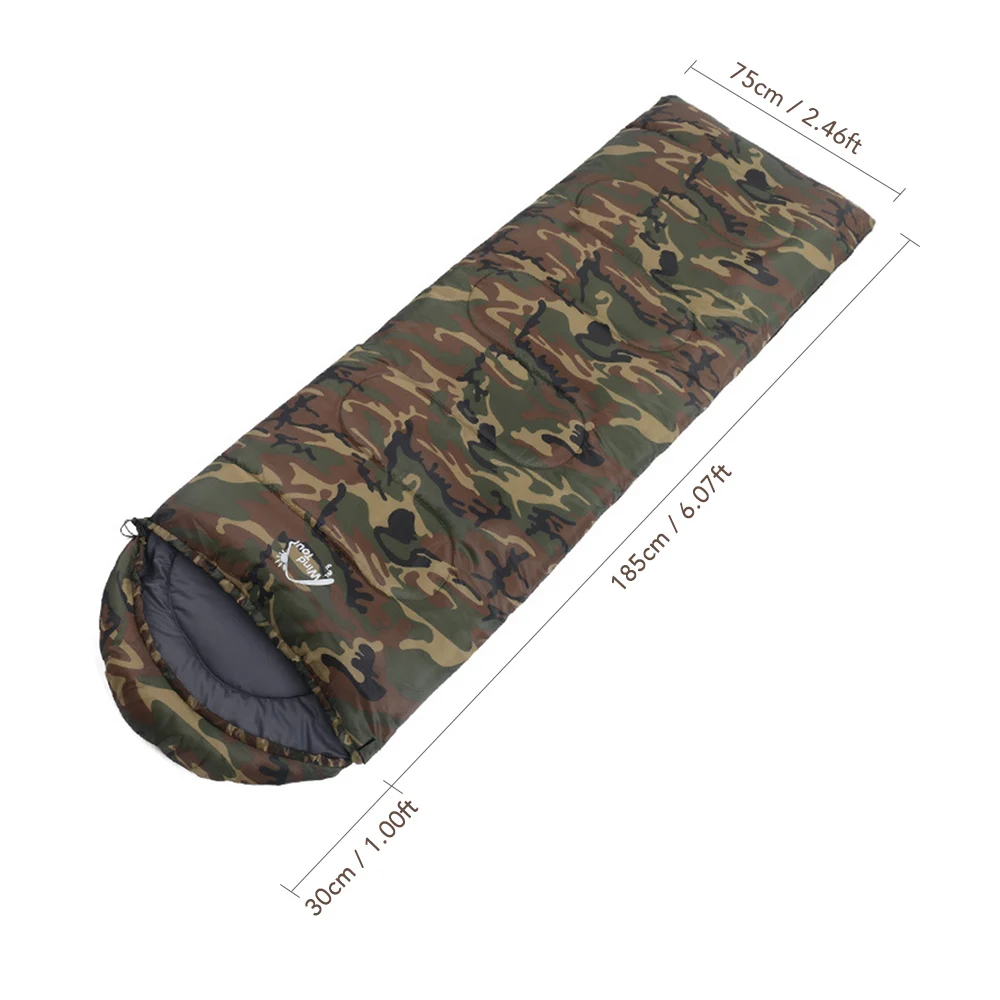 Camouflage Штормовка, осенне-зимний конверт с капюшоном для путешествий, кемпинга, водонепроницаемый толстый спальный мешок 1,3 кг, термальный спальный мешок для взрослых - Цвет: Camouflage