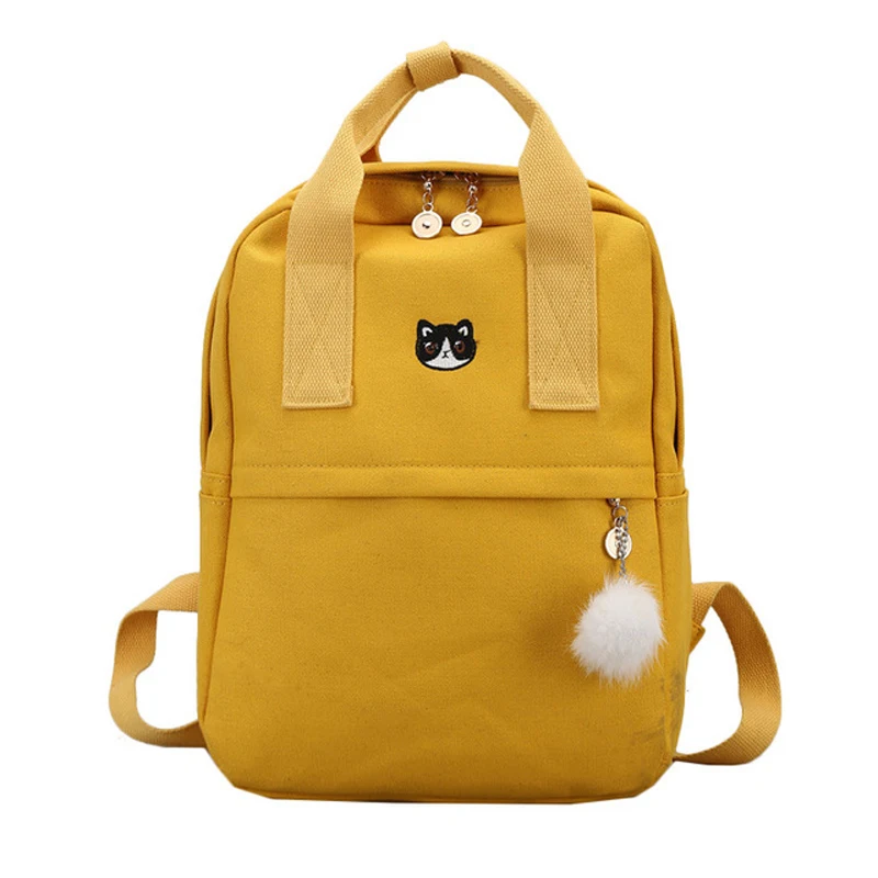 

New Cute Canvas Backpack Fashion Women Backpack For School Teenagers Girls Big Capacity Yellow Travel Bag Female Bookbag