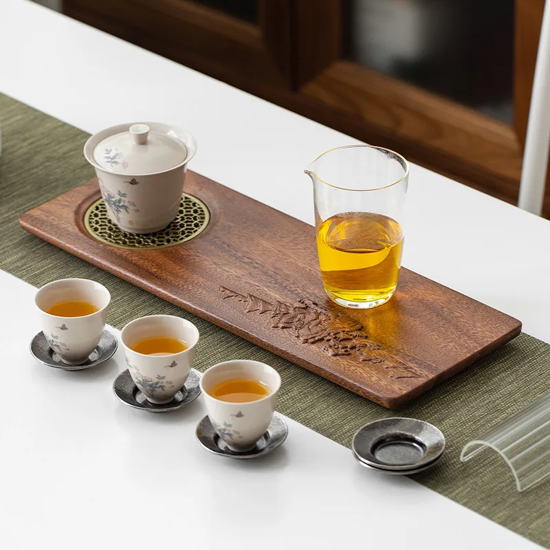 Walnut Tray for Decoration Plates Food Chinese Tea Set Kitchen Trays Wooden Plate Teaware Dining Bar Home Garden | Дом и сад