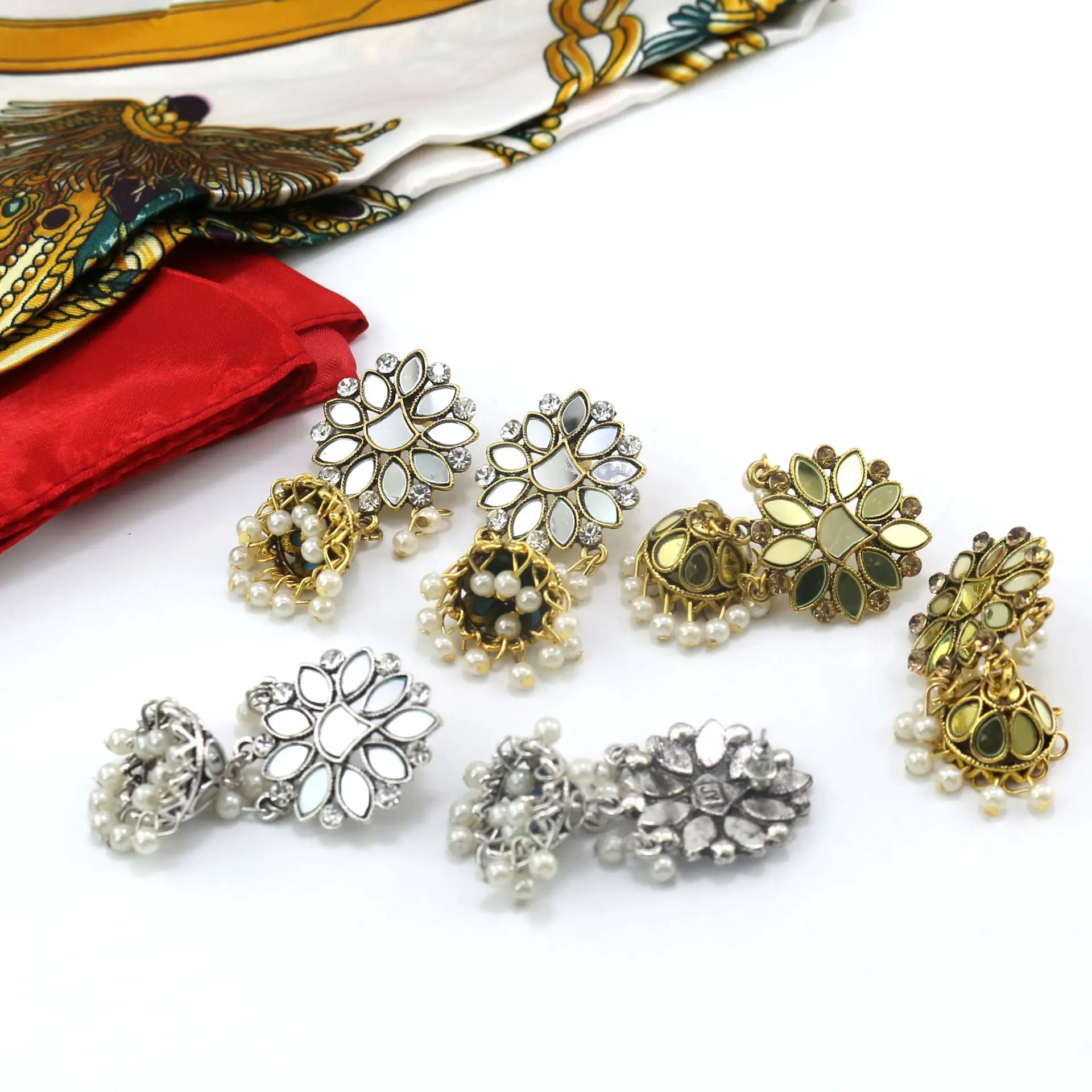 Винтажные античные золотые индийские Jhumki Jhumka имитация жемчуга Серьги египетские богемные модные свадебные подарочные украшения для ушей