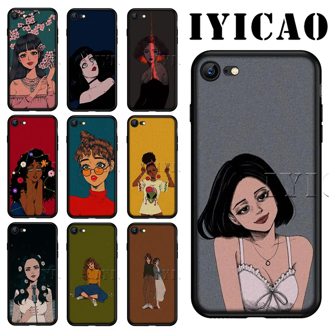 IYICAO pop comic girl and art мягкий силиконовый телефон для iPhone X XS XR Max 6 6s 7 8 Plus 5 5S SE 10 11 pro