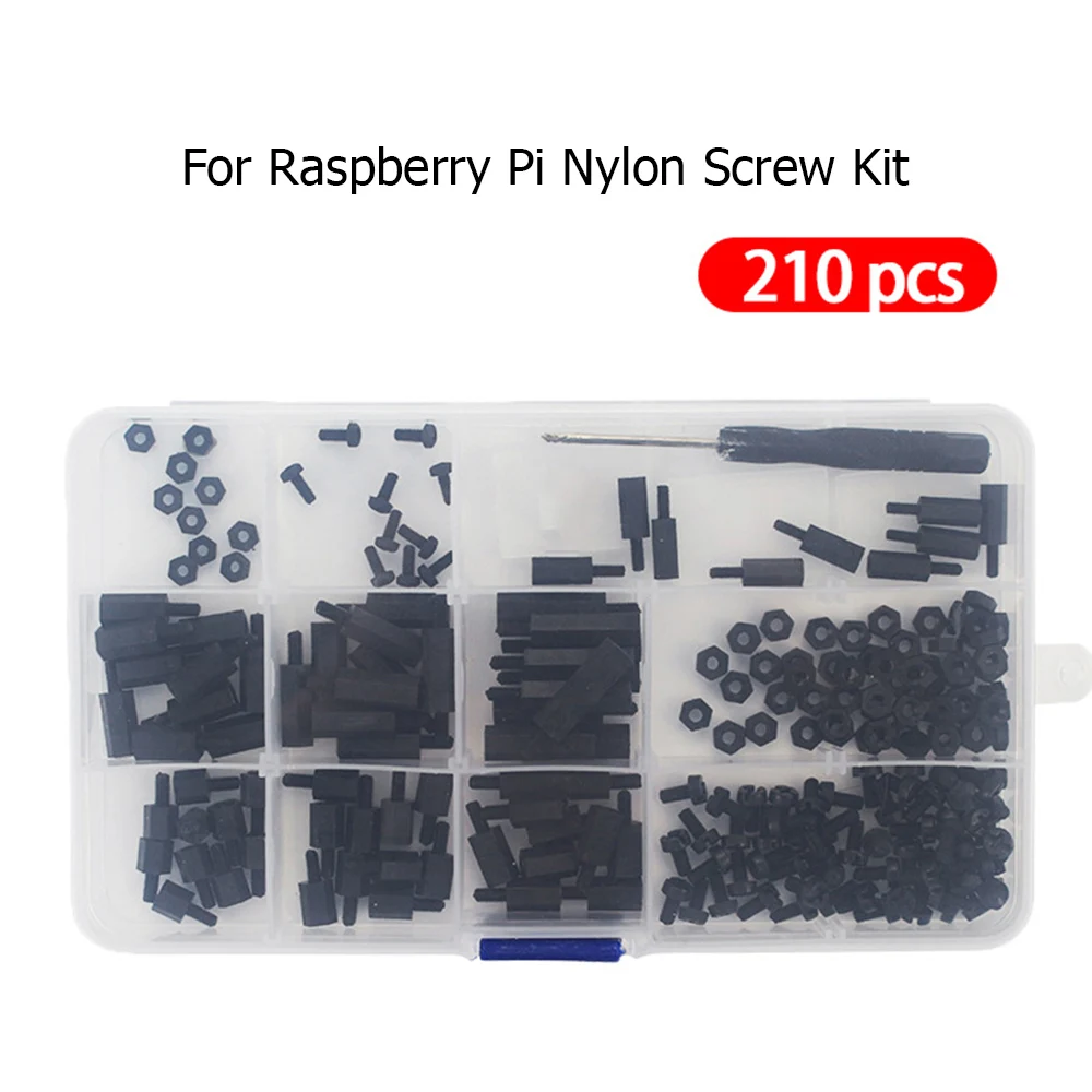 

210 pcs Raspberry Pi Nylon Screw Kit Screws Nuts Suit M2.5 M3 for Raspberry Pi 4 Case Accessories with Screwdriver