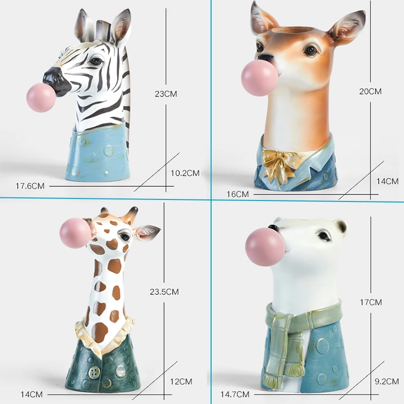 Творческая скульптура головы мультяшного животного цветочный горшок из смолы