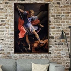 Картина на холсте с изображением Архангела Майкла, Побеждающего сатану, настенное художественное украшение для гостиной