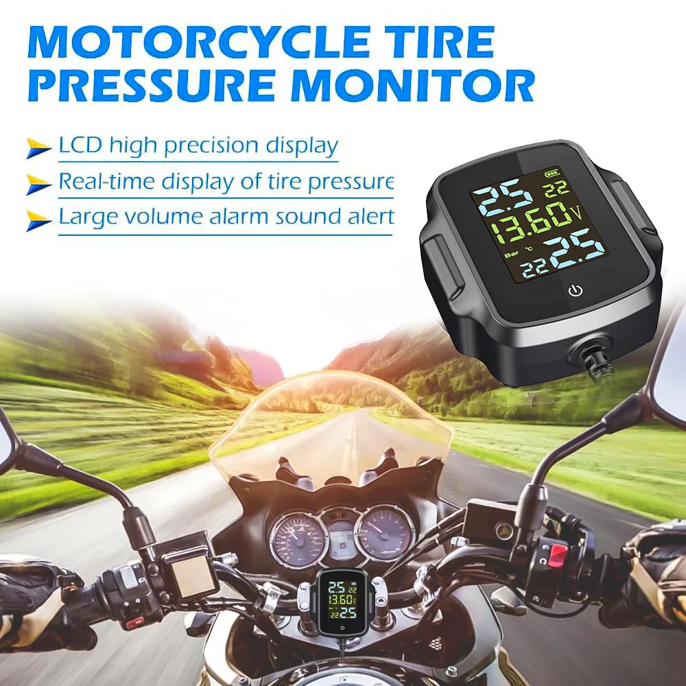 motorcycle tpms motorbike tire pressure monitoring system tyre temperature alarm system with qc 3 0 usb charger for phone tablet free global shipping