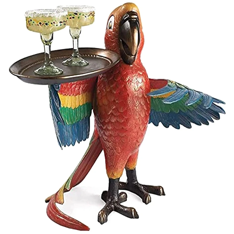 Parrot Butler,Parrot Statue Tray, Animal Side Table Sculptures Patio Table Furniture Resin Statues Table Sculptures