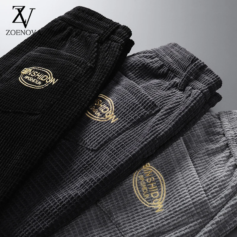 

3 Colors Fleece Warm Harem Pants Casual Trousers 2021 Mens Joggers Winter Streetwear Brand Men's Clothing Corduroy Pants Man