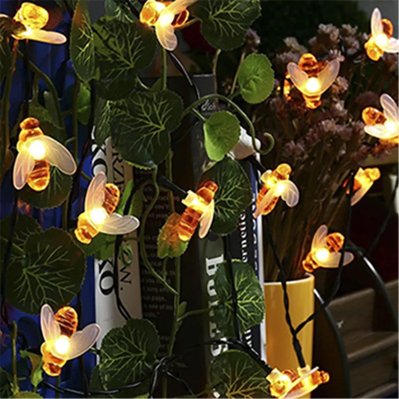 

50 LED 10M Simulation Honey Bees Solar Power String Lamp Fairy Lights Battery Garlands Garden Christmas Holiday Decor Outdoor