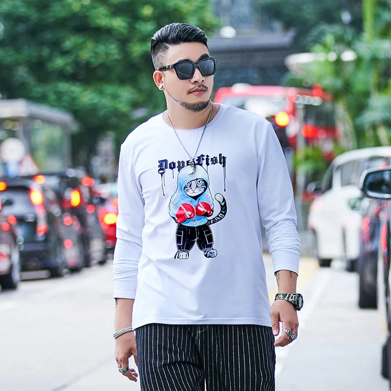 t19552 white Осень, 5XL, 6XL, 7XL размера плюс, GXXH, брендовая Футболка с принтом, Мужская забавная футболка с круглым вырезом, уличная Мужская одежда, больше размера, d, Мужская футболка - Цвет: t19552 white