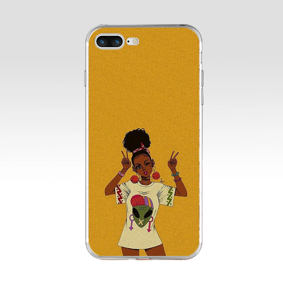 04aa afro gift soft silicone tpu cover phone case for iphone 6 6s 7 8 plus case free global shipping