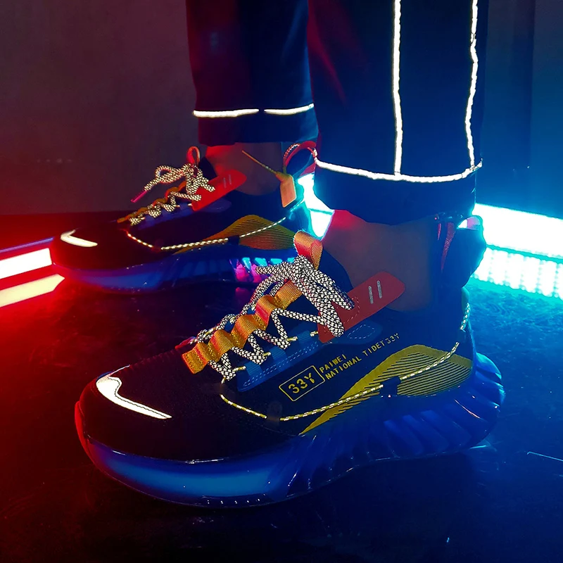 

Trendy Blade Casual Shoes for Men Breathable Mesh Reflective Sneakers Antiskid Damping Outsole Men's Shoes Training Zapatillas