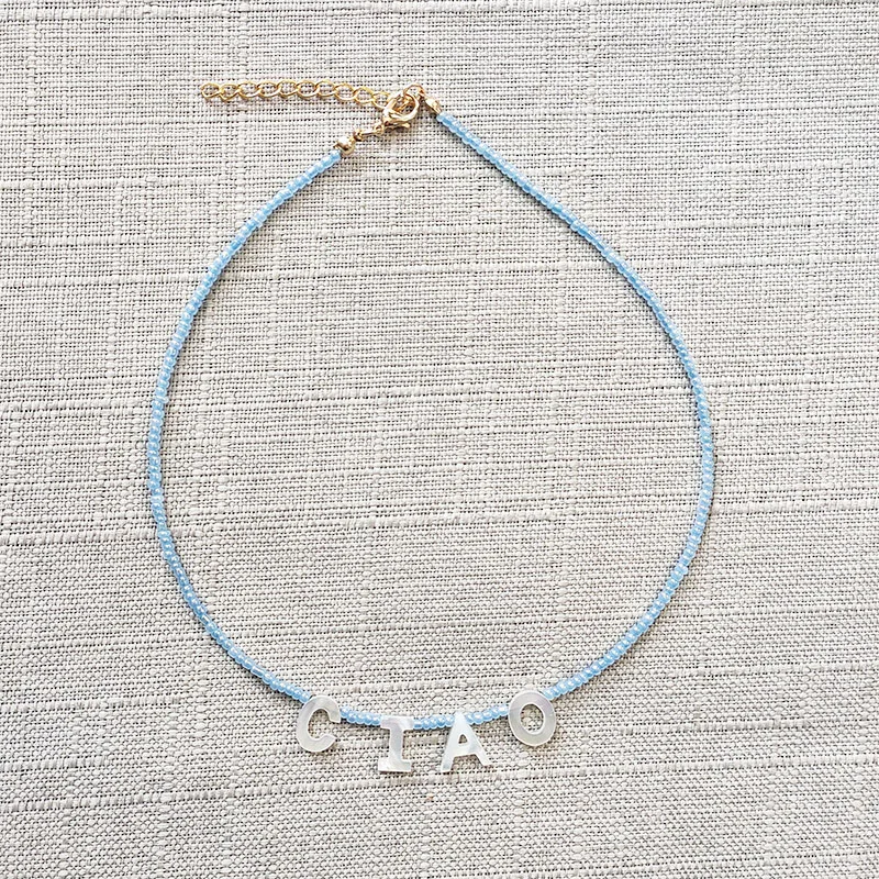 

Женское Ожерелье с именем на заказ, Короткие ювелирные изделия ручной работы с рисовыми бусинами, ракушками, буквами, подарки для друзей, ле...