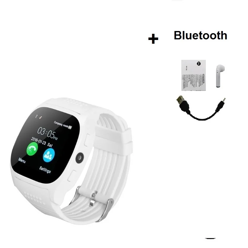 white with BT Stepfly T8 Bluetooth Смарт часы с камерой Facebook Whatsapp поддержка SIM TF карты вызова Smartwatch для телефона Android PK DZ09 Q18 - Цвет: white with BT