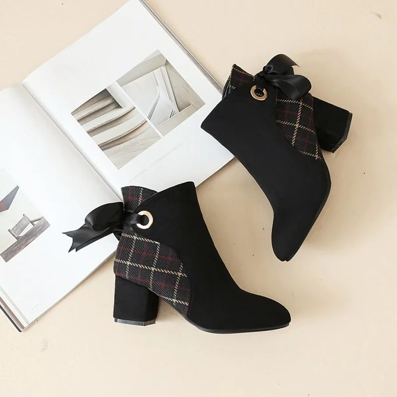 FXYCMMCQ British Wind Size 35-43 Thin Short Boots Thick with Elegance for Women's Shoes In Winter 0885-2