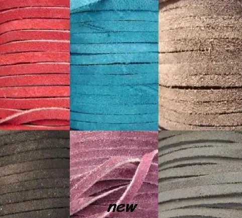 

ret34l 100M 3mm x 1 5mm Multicolor brown Flat Faux Suede Korean Velvet Leather Cord DIY string Rope For Bracelet