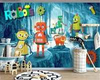 custom 3d photo wallpaper mural cartoon sci fi planet adventure robot alien childrens room background wall