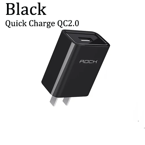 US Black 2.0 ROCK Quick Charge QC3.0 USB US EU Fast Charger Universal mobile phone charger Wall USB Charger Adapter for iPhone Samsung Xiaomi - Тип штекера: US Black 2.0