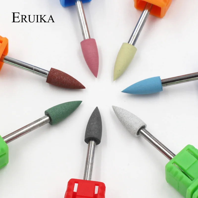 ERUIKA, 1 шт., резиновые силиконовые сверла для ногтей с цилиндрической головкой, гибкий полировщик, машинка для маникюра, аксессуары для маникюра, пилочки, инструменты для полировки