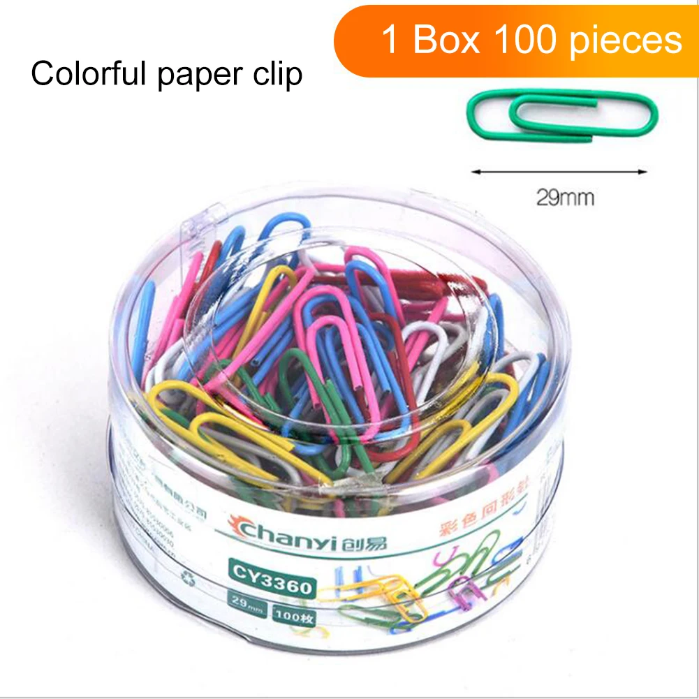 

1Box 100Pcs Colorful Metal Paper Clip Binder Notes Classified Marking Clips Office Stationery School Supplies Student Paper Clip