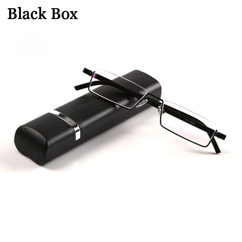 with black box TR-90 полобода очки для чтения тонкий портативный черный Компактный ридер с коробкой gafas Oculos прочность+ 1,0-+ 4,0 A1 - Цвет оправы: with black box