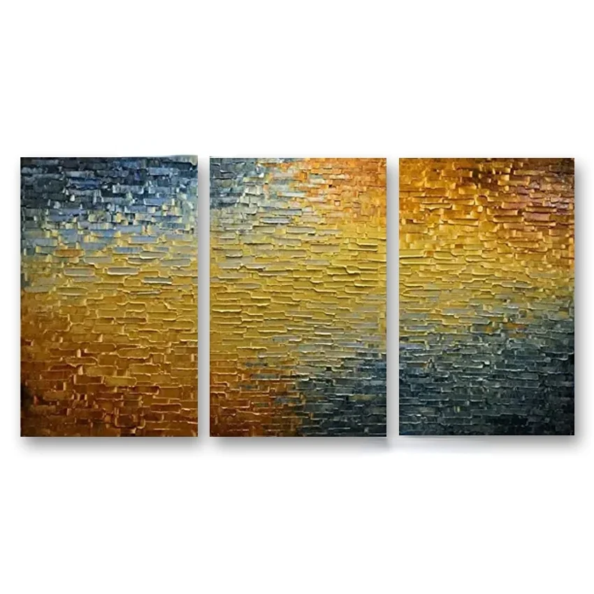 

No Framed Hand Painted Heavily Texture Thick Acrylic Painting Art Abstract Knife Style Oil Painting On Canvas 3pcs Group Panels