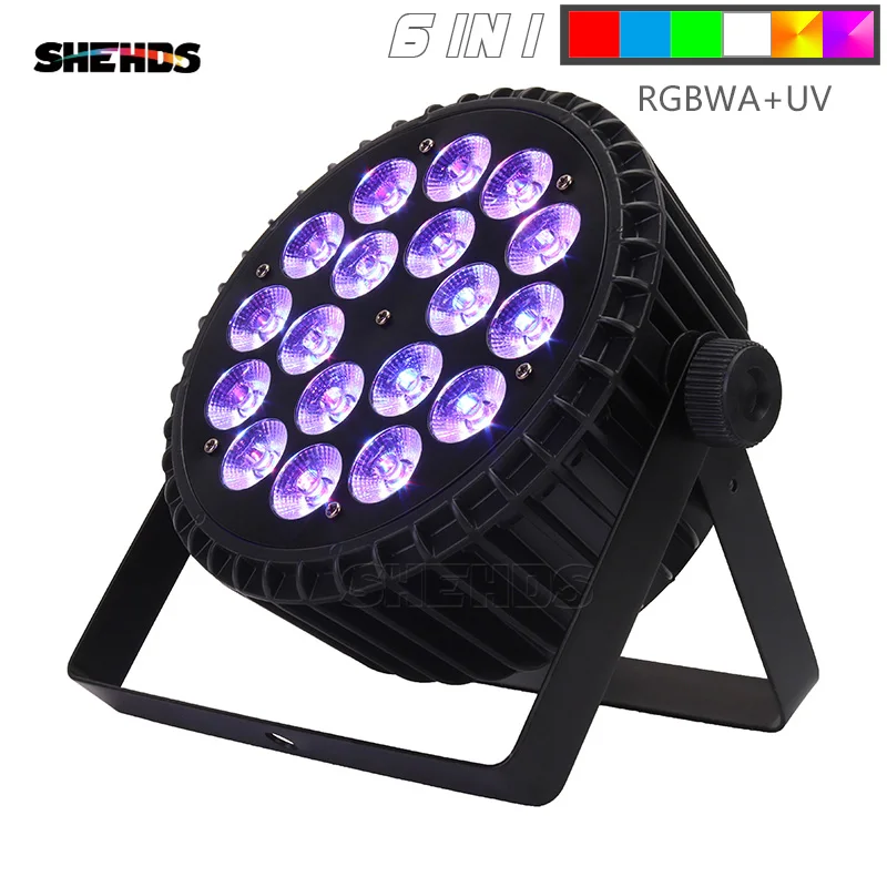 Flat Par 6in1 Black SHEHDS 18x12 Вт/18x15 Вт/18X18 Вт Par огни алюминий Dj диско вечерние ночной клуб бар события Dj проектор мыть освещение сценическое освещение - Цвет: Flat Par 6in1 Black