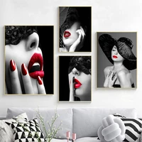 sexy red lips woman mural print fashion woman poster canvas art beauty wall picture painting modern home decoration