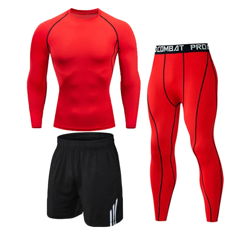 

Men's Compression Sportswear Suits Gym Tights Comprehensive Training Clothes Sports Set Running Tracksuit Dry Fit 3 pieces