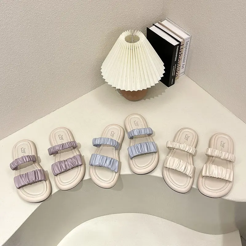 

Shoes Low Slippers Soft Summer Clogs Woman Luxury Slides Pantofle Comfort Beach Flat Designer 2021 PU Rome Rubber Basic Beach Sh