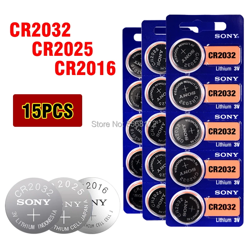 Аккумулятор кнопочный Sony CR2032/CR2025/CR2016 15 шт. 100% оригинальный для часов