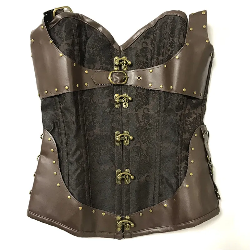 

PU Leather Corset Korset Underbust Steampunk Gothic Sexy Lace Up Corsets Top Bustier Brown Punk Goth Corselet Corset
