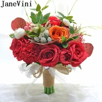 janevini red bridal bouquet artificial rose peony western style white wedding flowers bride bouquet fleur wedding accessories