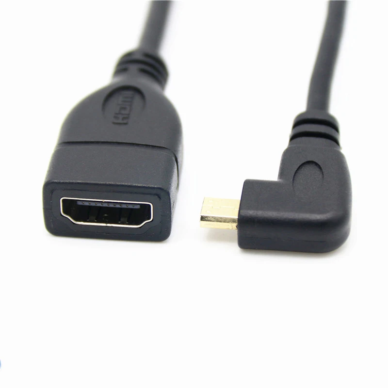 

Left Angle 90 Degree Micro HDMI To HDMI Adapter Glod Plated Connector HD TV 1080P Short Cable for Projector DVD Game Plays 15CM