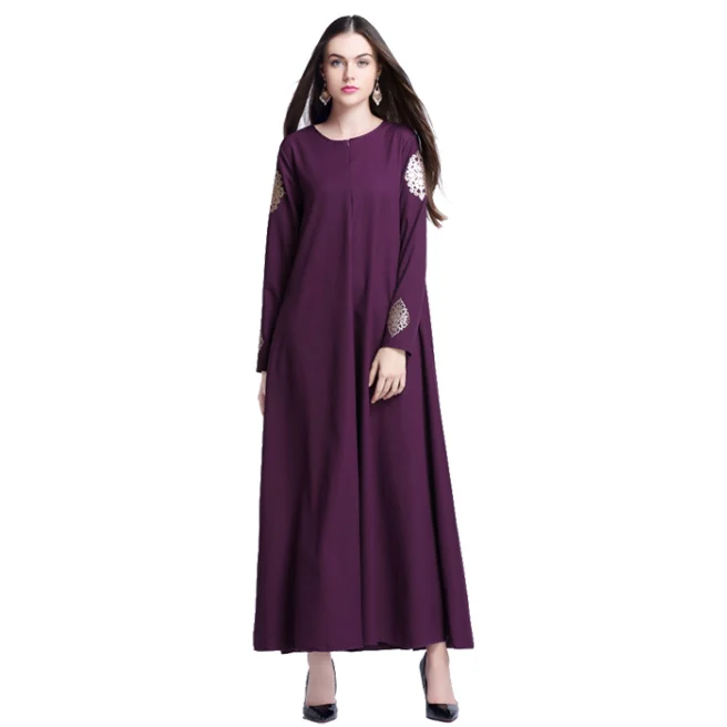 Однотонное мусульманское платье с принтом для женщин абайя женское фотографии