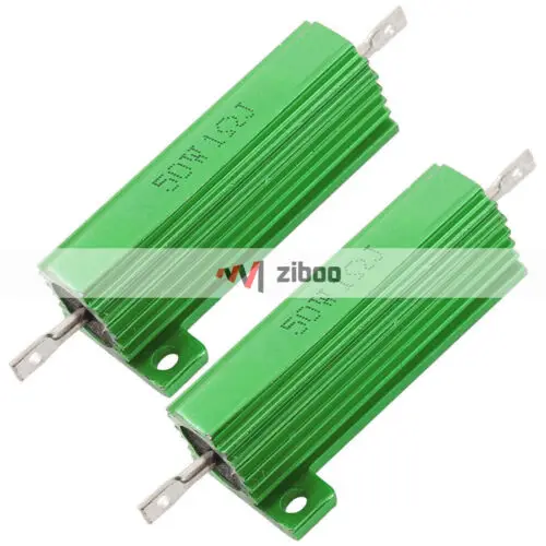 

2Pcs Chassis Mounted 50 Watt 1 Ohm 5% Aluminum Case Wirewound Resistors Green