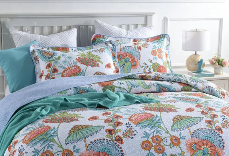 Comprare Set Trapunta Copriletti Di Qualità 3 Pezzi Copriletto In Cotone Lavato Con 2 Federe Coperta Estiva Copriletto Matrimoniale