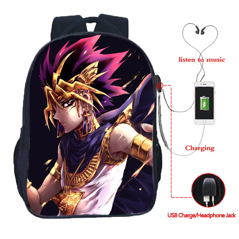 9 Ю-Ги-ой! Многофункциональный рюкзак Yugi Kaiba школьные сумки для подростков зарядка через usb дорожные сумки на плечо - Цвет: 9
