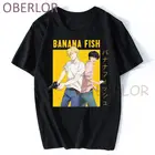 Модная футболка в стиле японского аниме ASH X EIJI, летние топы с коротким рукавом, манга, банан, рыба, размера плюс, Летняя женская одежда