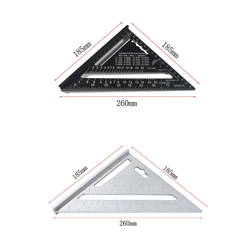 7/12 дюймов Метрическая Алюминий сплав Треугольники угловой измерительный прибор