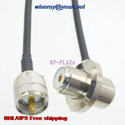 

DHL/EMS 50 pcs Cable 10FT UHF PL259 male to UHF SO239 female nut 90 degree angle RG58 Pigtail jumper cable -A2